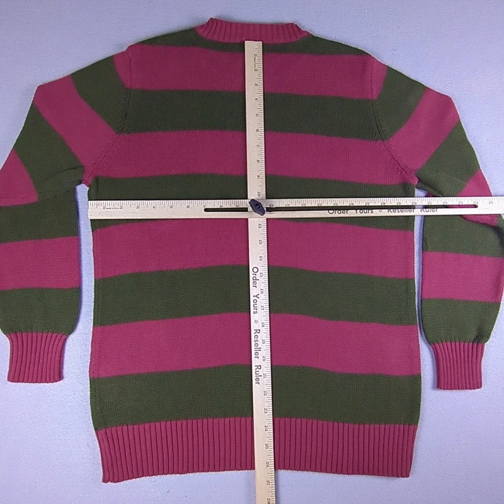 A Nightmare on Elm Street Sweater Mens Medium Red Green Stripe Pullover Crewneck